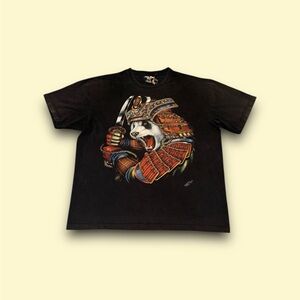 Vintage Panda Warrior Rock Chang Cotton T-Shirt Size XL Black 90’s